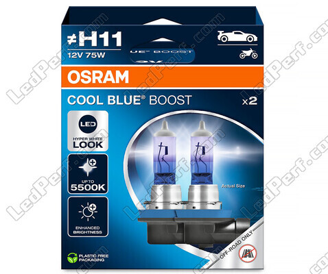 Polttimot H11 Osram Cool Blue Boost 5500K effect xenon viite: 62211CBB-2HB 2 polttimon pakkauksessa