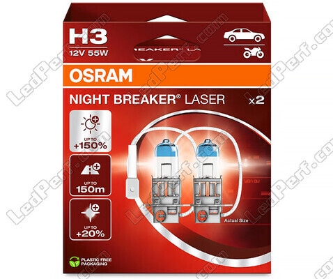 2 polttimon paketti H3 Osram Night Breaker Laser +150% - 64151NL-2HB