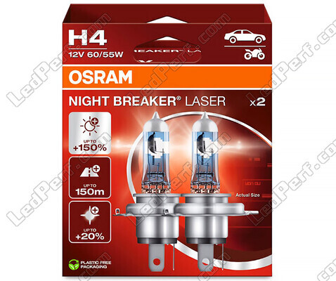 2 polttimon paketti H4 Osram Night Breaker Laser +150% - 64193NL-2HB