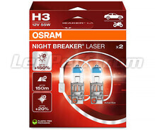 2 polttimon paketti H3 Osram Night Breaker Laser +150% - 64151NL-2HB